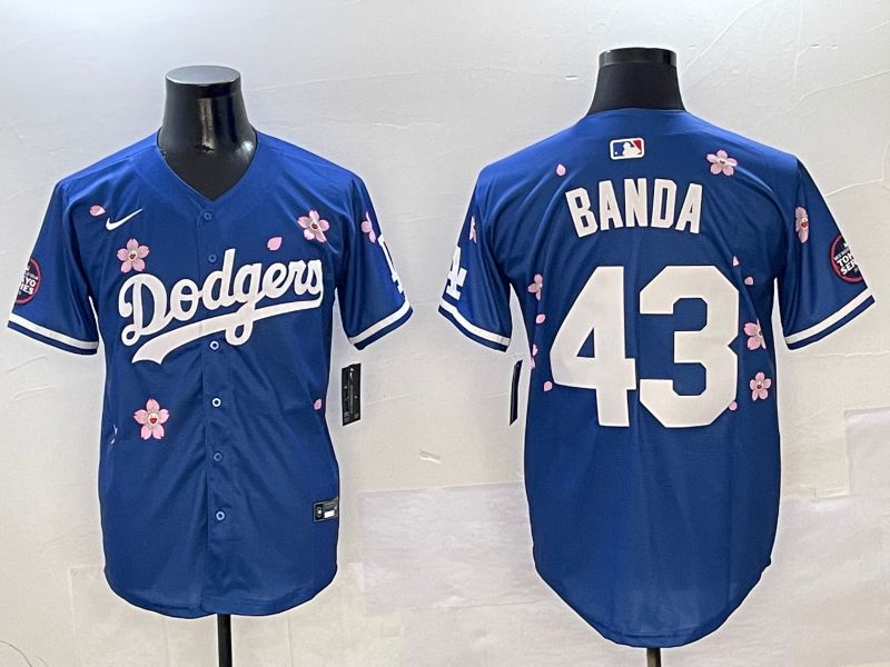 Men Los Angeles Dodgers #43 Banda Blue Sakura Edition 2025 Nike MLB Jersey style 1->los angeles dodgers->MLB Jersey